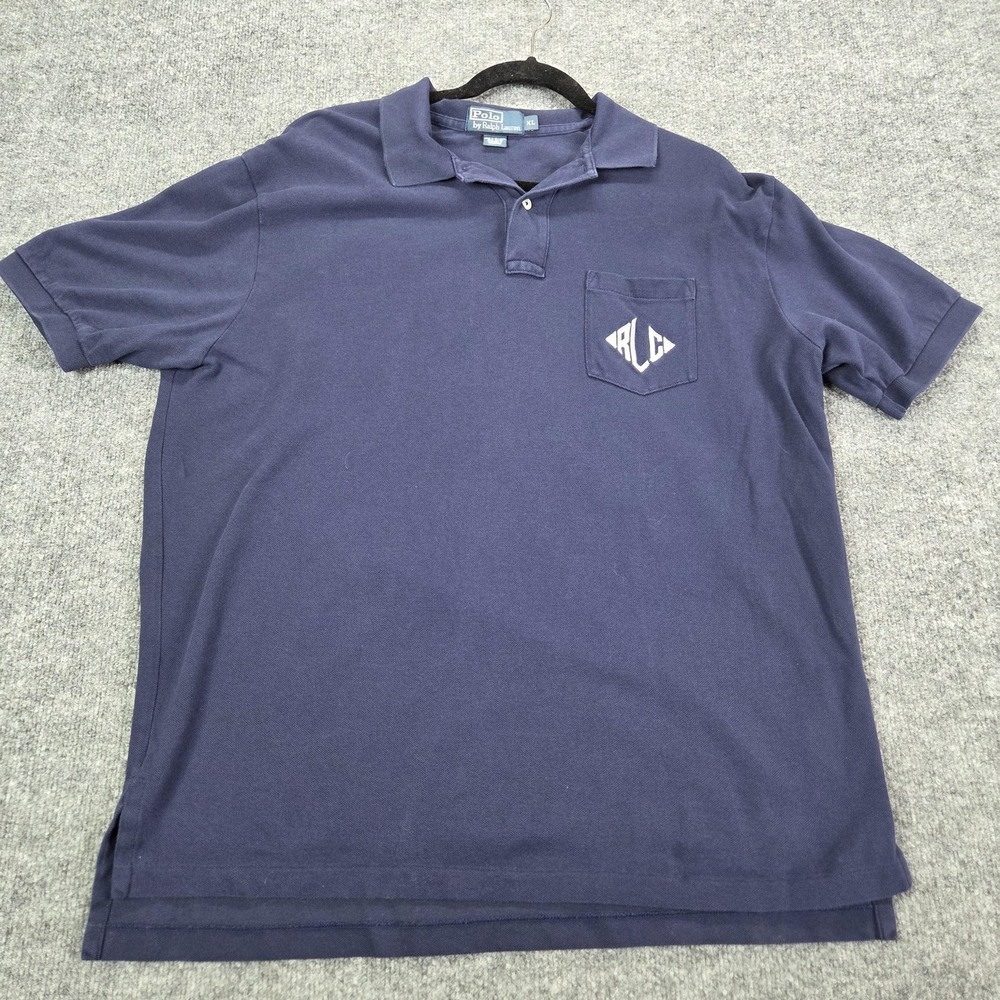 Polo By Ralph Lauren Polo Shirt Mens XL Classic Fit Blue Pocket RLC Logo Cotton